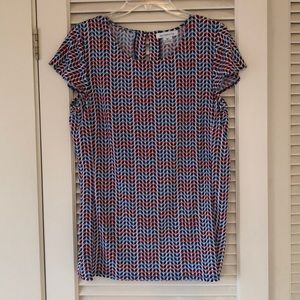 Liz Claiborne Patterned Flutter Sleeve Top